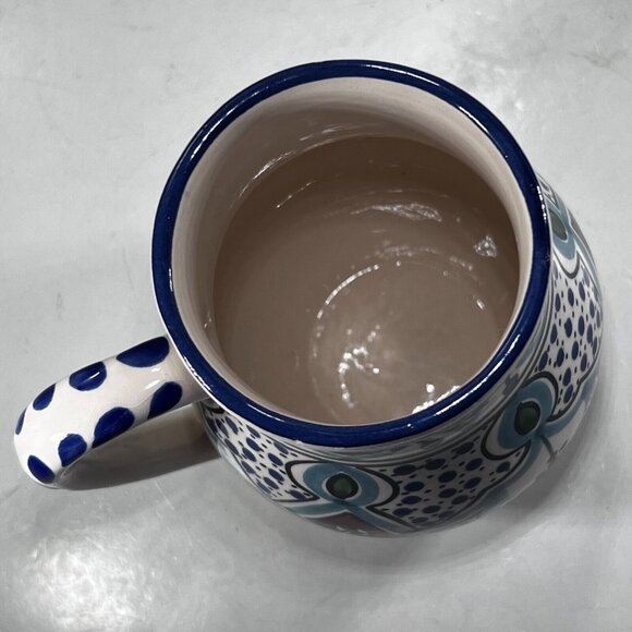 Le Souk Céramique Malika Stoneware Hand Painted Large Mug made in Tunisia 5.75" - Picture 5 of 8